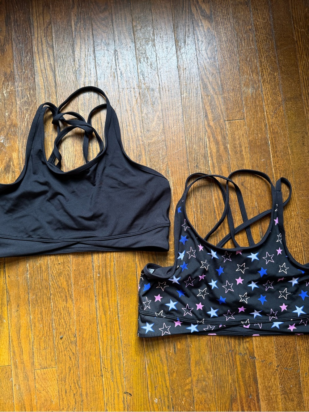 Athletic Works Black & Star-Print Strappy Sports Bra Set Girls